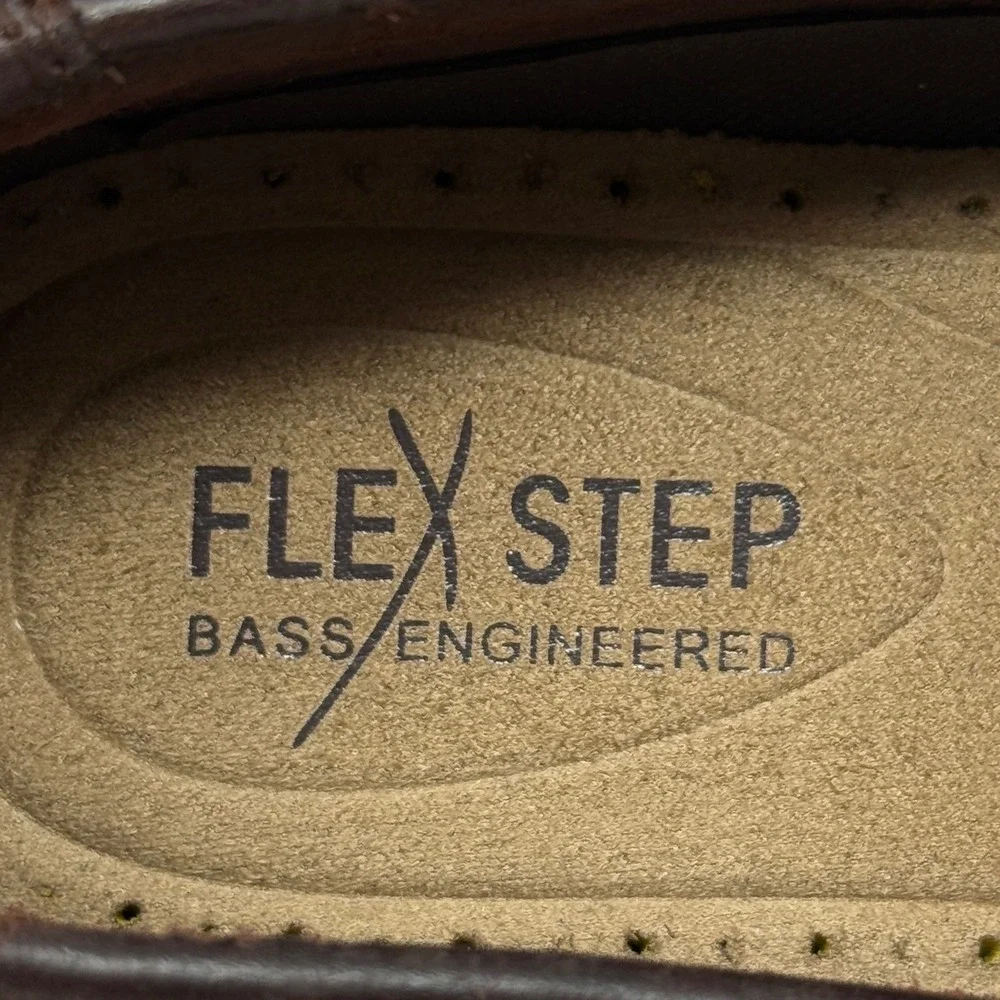 Bass Flex Step Lewis Mens Brown‎ Leather Boat Deck Shoes Loafers Size 8.5. READ